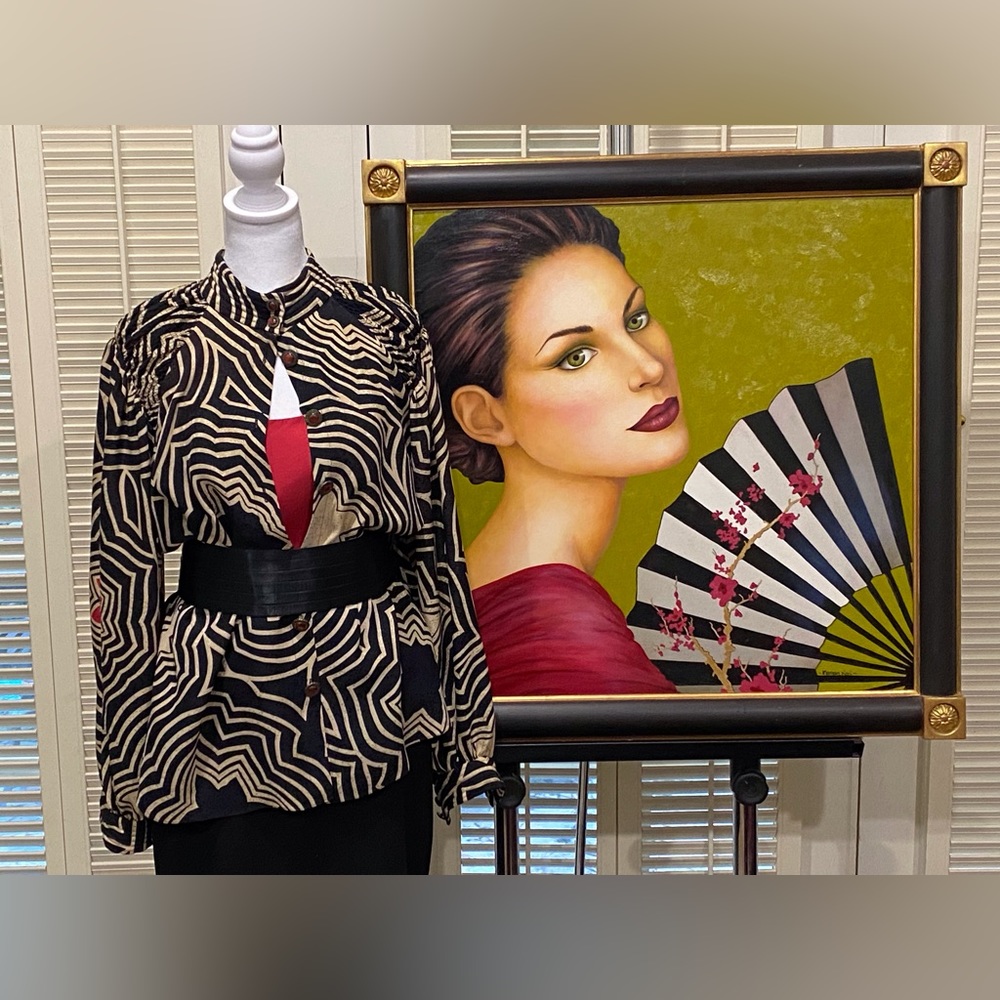 Linda Allard for Ellen Tracy striking red silk tank top - Picture 4 of 15